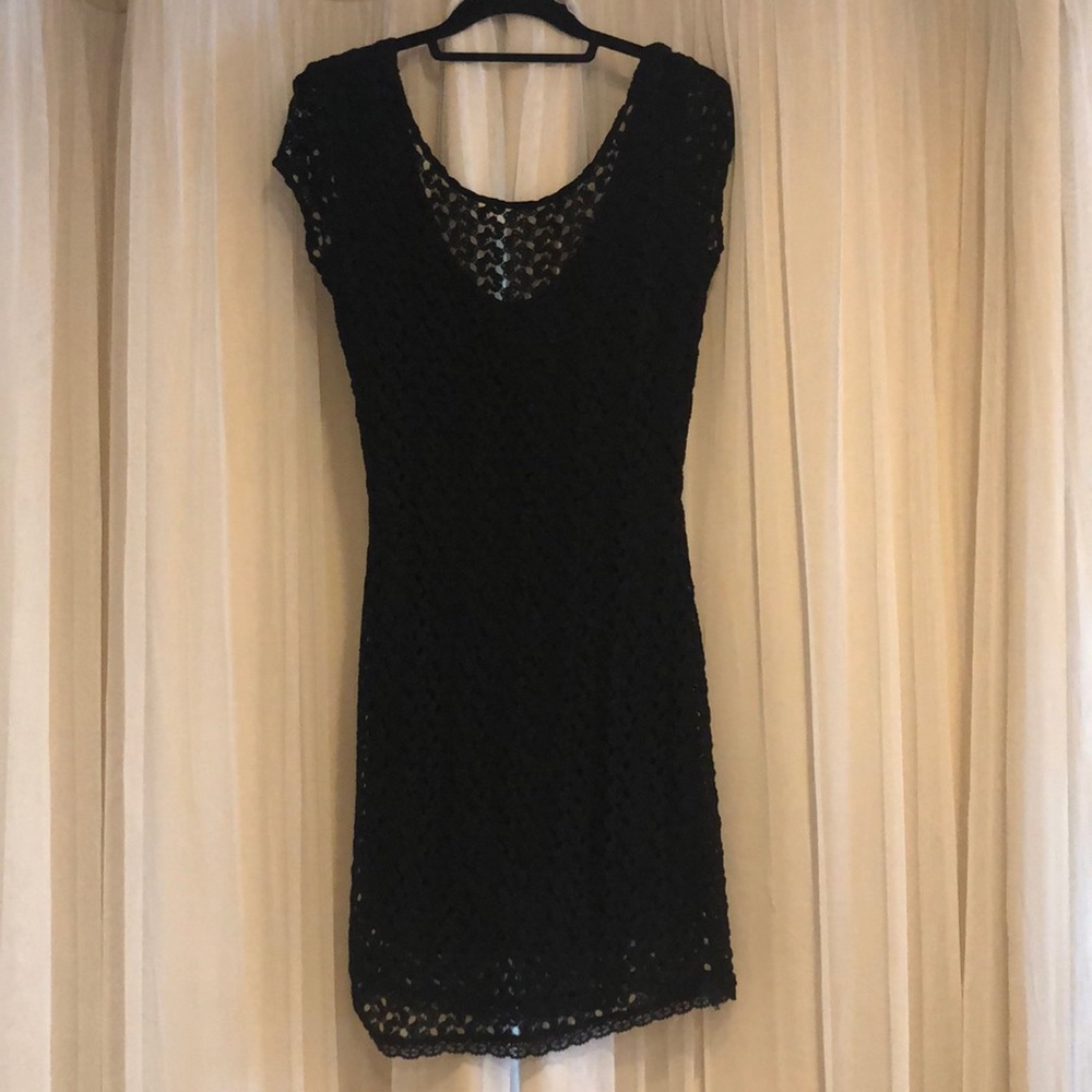 Black free people crocheted mini dress!